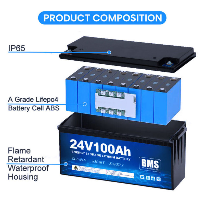 12V 100Ah Deep Cycle Ion Battery 200Ah 24V Lithium Ion Battery Pack per Camping Car RV Boat