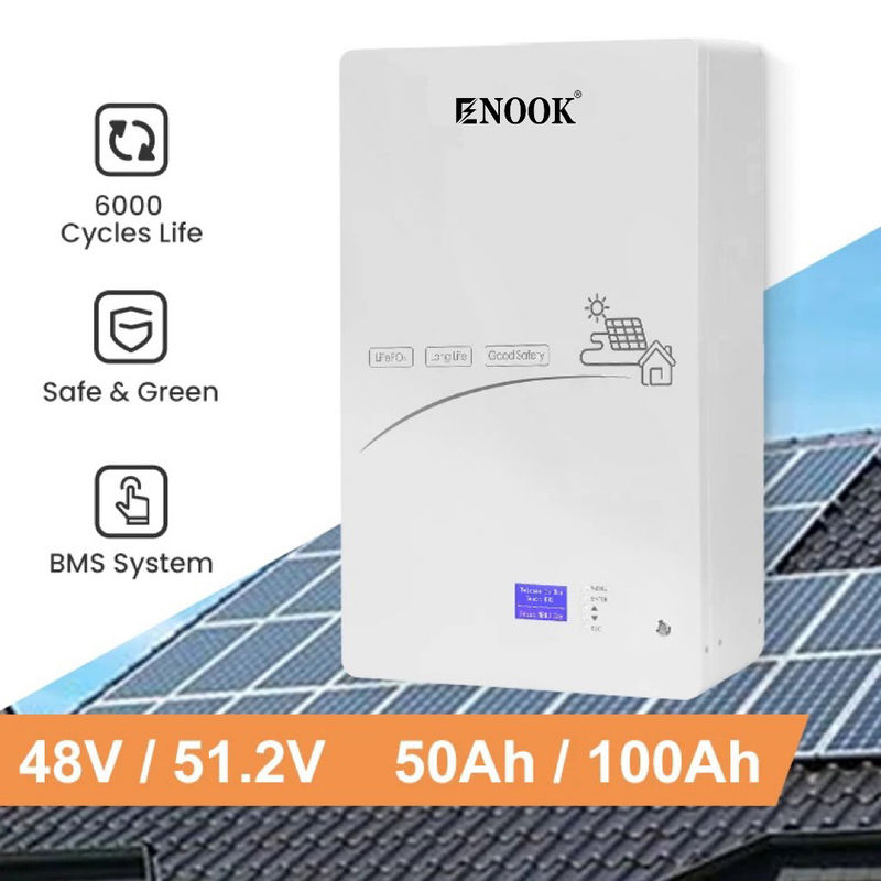 Enook Solar 5KWH 10KWH LifePO4 Batteria al litio 24V 48V Energia solare 200Ah Power Wall Lifepo4 Pack
