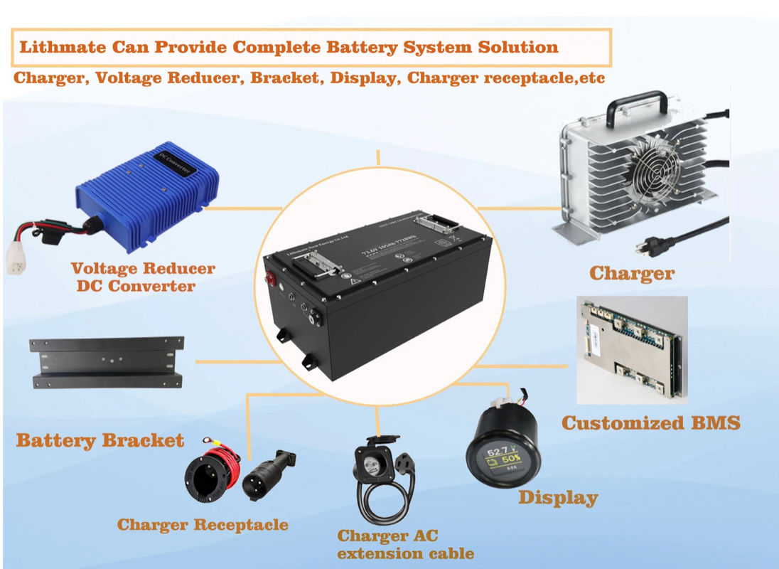OEM ODM Ricaricabile 36v 48v 72v 100ah 200ah 300ah Batteria agli ioni di litio Lifepo4 Batterie per carrelli da golf
