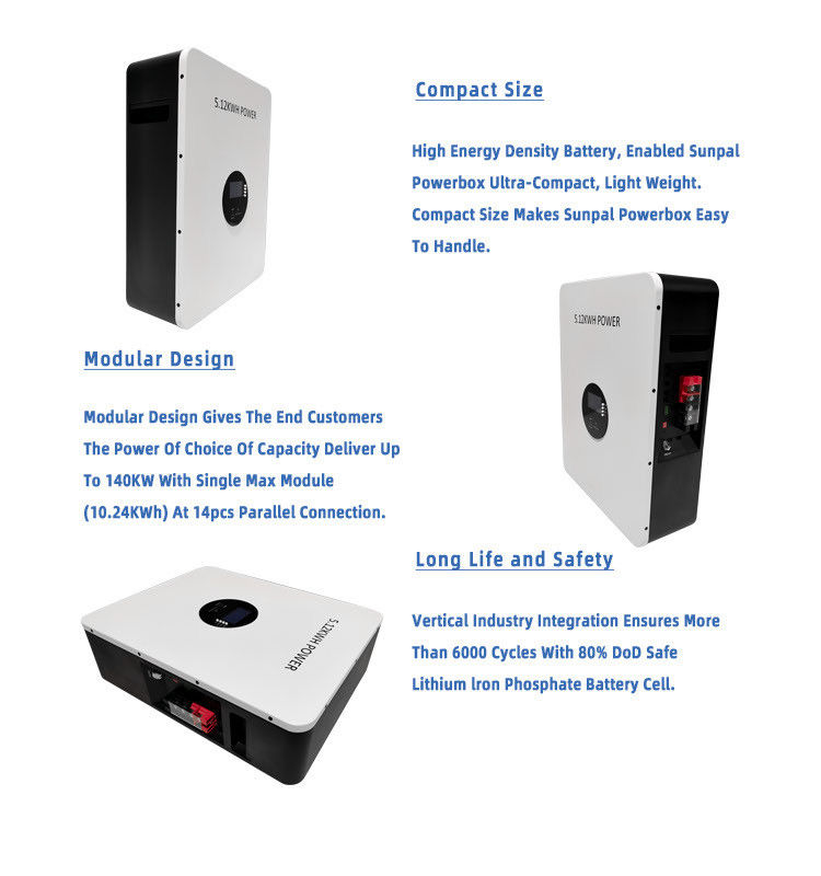 48v 51.2v 10 Kw 200ah Litio Power Wall Litio Batteria Solare Powerwall Sistema di energia solare ibrida