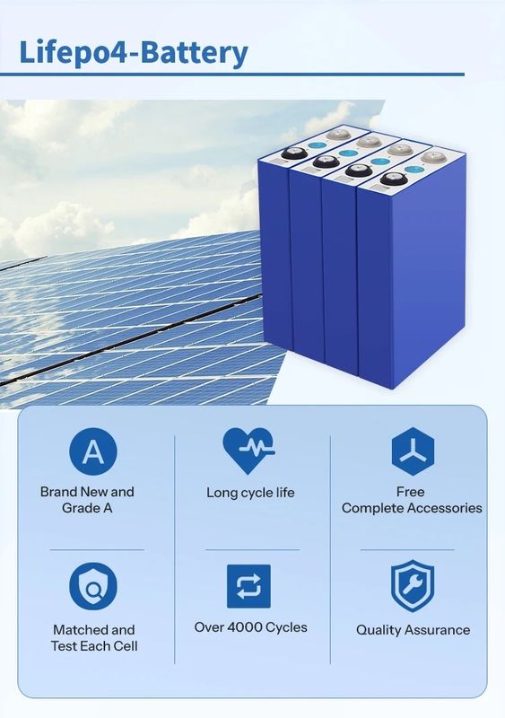 Grado A 8000 Cicli Batterie agli ioni di litio da 3,2 V 50ah 105ah 120ah 280ah 12v 24v 48v Batterie Lifepo4