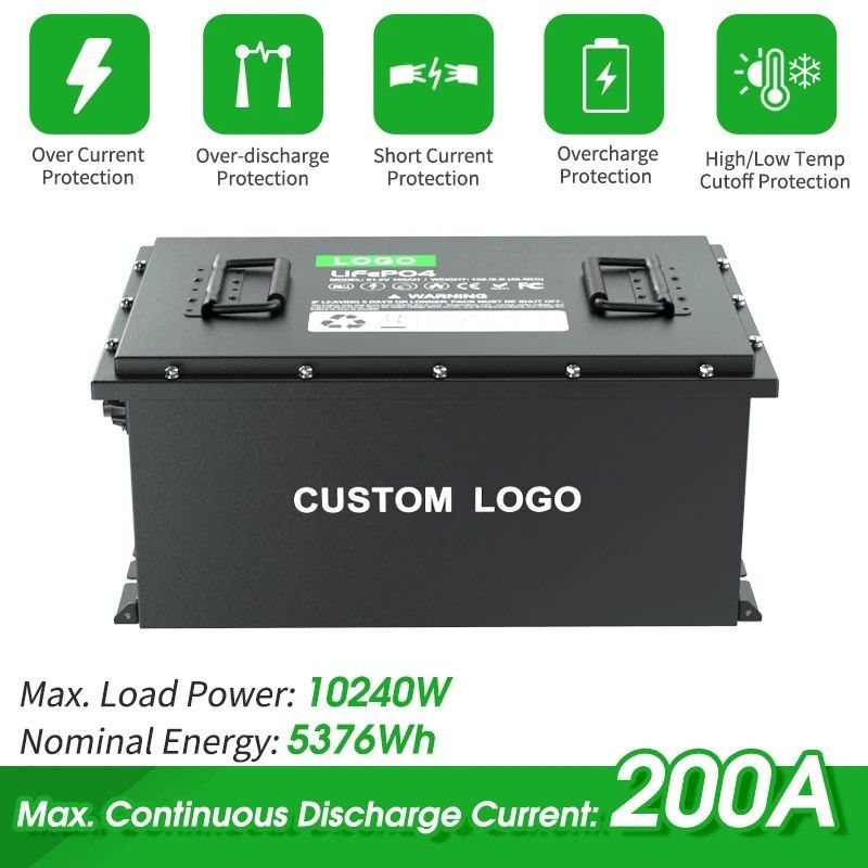 58.4V 100ah 105ah 200ah Golf Cart LiFePO4 batteria elettrica agli ioni di litio 51.2V Deep Cycle IP64